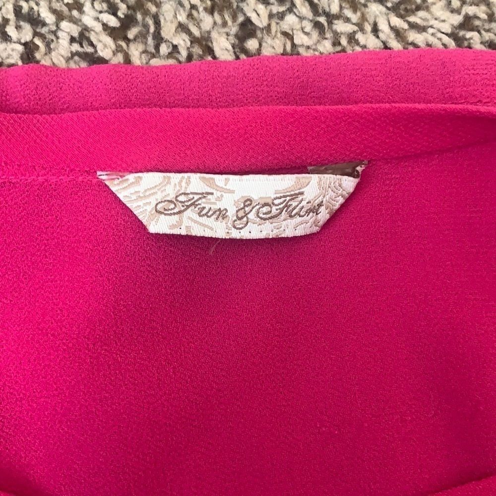 Fun & Flirt Pink and Black W/ Sequined Sleeves L - Picture 4 of 4